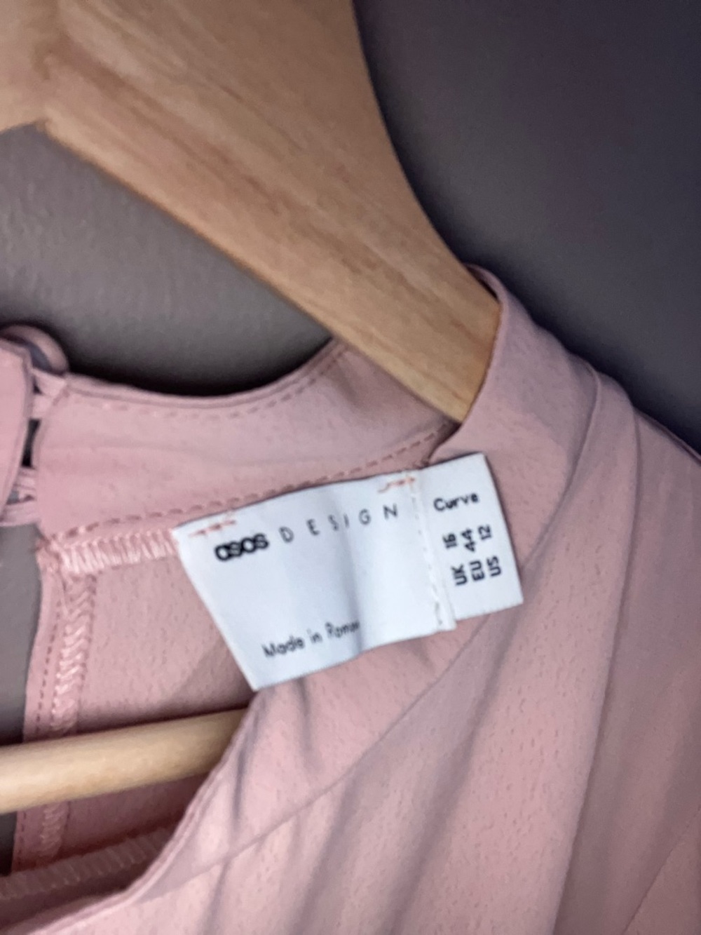 ASOS Curve size 12 Pleated Long-Sleeve Mini Dress in Dusty Rose - Picture 3 of 5